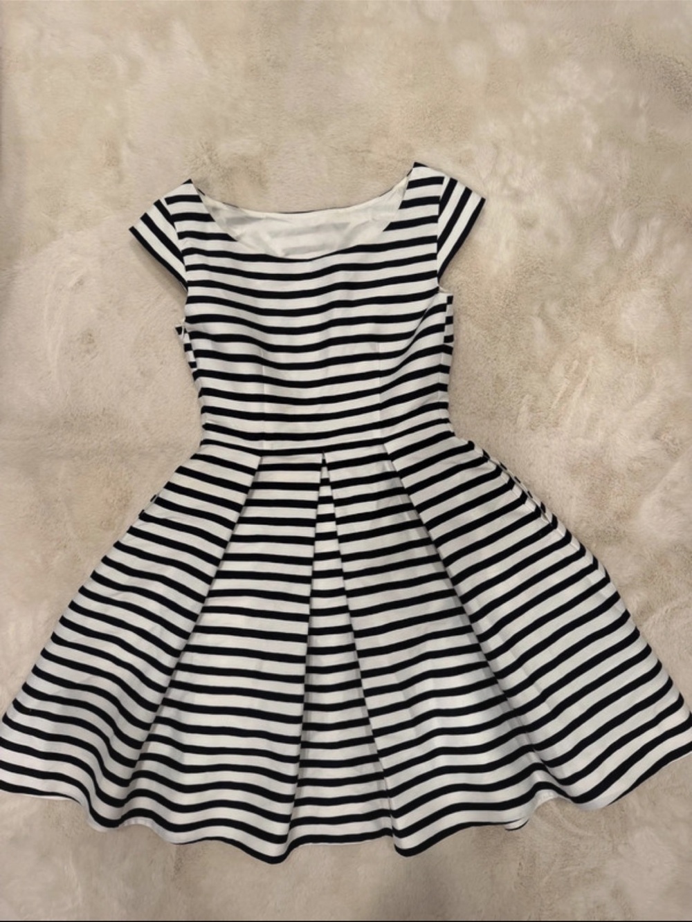 kate spade Black and White Striped Fit-and-Flare Dress